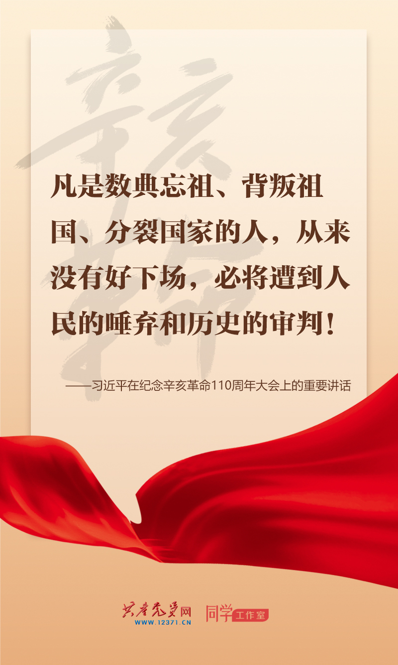 擲地有聲，震撼人心，總書記在紀念辛亥革命110周年大會上的講話金句來了！